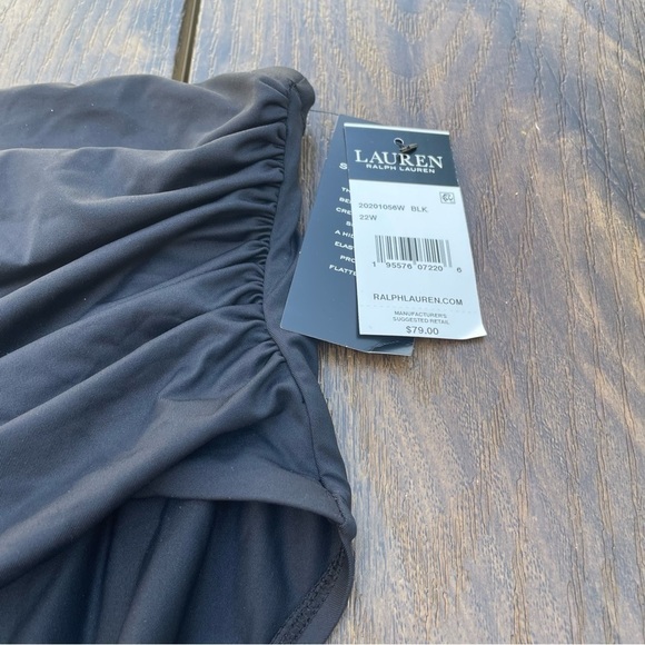 Ralph Lauren High Waisted Rauched Bikini Bottom Black 22 W - Picture 5 of 9